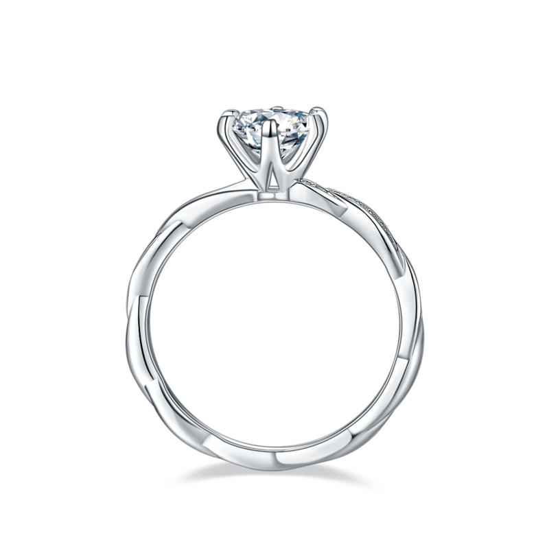 绕指柔S925银镀白金MoissaniteWomen's Ring1ctD级